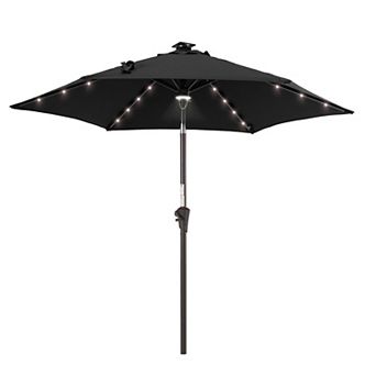 7.5ft LED Outdoor Patio Umbrella With Solar Lights, Shade Market Umbrella for Garden, Deck and Pool