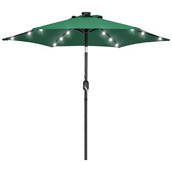 7.5ft LED Outdoor Patio Umbrella With Solar Lights, Shade Market Umbrella for Garden, Deck and Pool