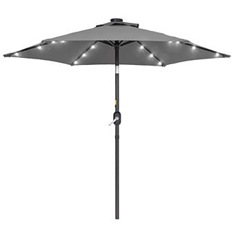 7.5ft LED Outdoor Patio Umbrella With Solar Lights, Shade Market Umbrella for Garden, Deck and Pool