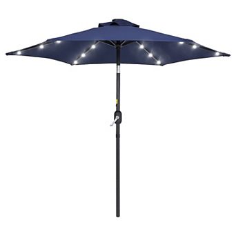 7.5ft LED Outdoor Patio Umbrella With Solar Lights, Shade Market Umbrella for Garden, Deck and Pool