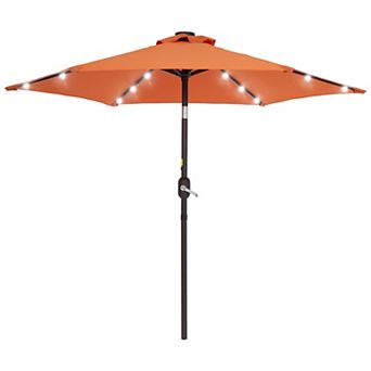 7.5ft LED Outdoor Patio Umbrella With Solar Lights, Shade Market Umbrella for Garden, Deck and Pool