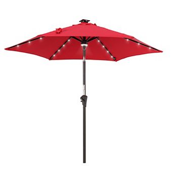 7.5ft LED Outdoor Patio Umbrella With Solar Lights, Shade Market Umbrella for Garden, Deck and Pool