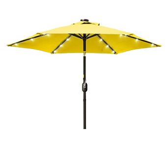 7.5ft LED Outdoor Patio Umbrella With Solar Lights, Shade Market Umbrella for Garden, Deck and Pool