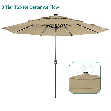10ft LED 3-layer Patio Umbrella - Stylish, Durable, and Sun-Protective