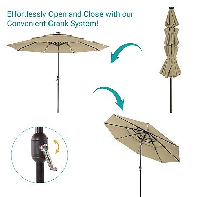 10ft LED 3-layer Patio Umbrella - Stylish, Durable, and Sun-Protective