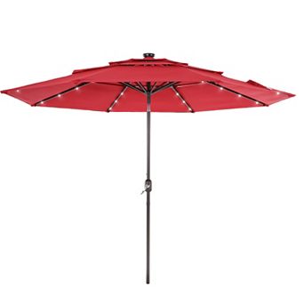10ft LED 3-layer Patio Umbrella - Stylish, Durable, and Sun-Protective