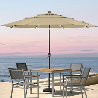 10ft LED 3-layer Patio Umbrella - Stylish, Durable, and Sun-Protective
