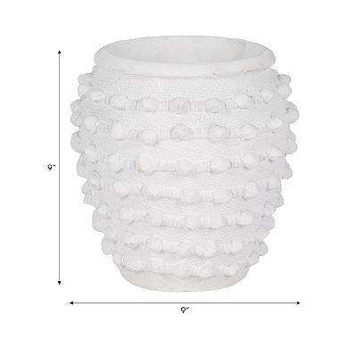 Decorative Ceramic Planters with Bubble Texture - Indoor and Outdoor - 9" White