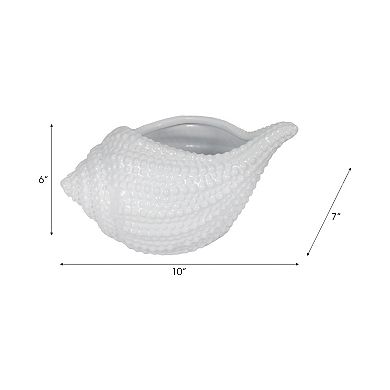 Ceramic Seashell Planter Pot - Indoor and Outdoor - 6" White
