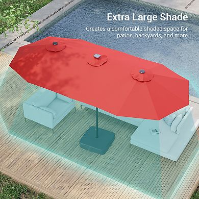 15×9ft LED Double-sided Patio Umbrella - Stylish, Durable, and Sun-Protective