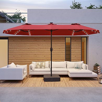 15×9ft LED Double-sided Patio Umbrella - Stylish, Durable, and Sun-Protective