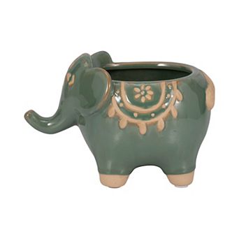 Elephant Planter with Drainage Hole -Indoor & Outdoor Plants - 5" Green