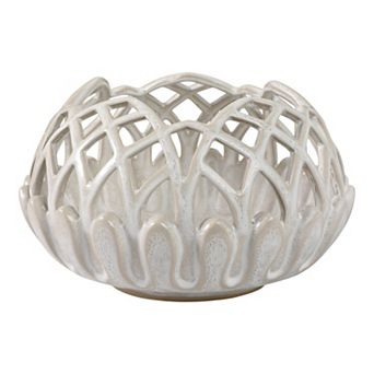 Elegant Openwork Ceramic Planter - Indoor and Outdoor - 11", White