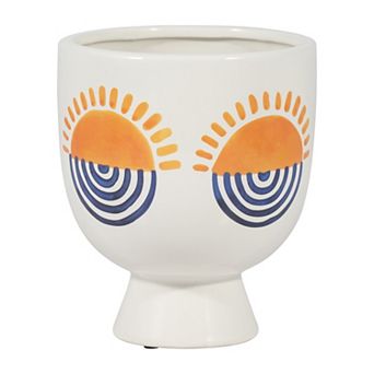 Decorative Ceramic Planter Pots - Indoor and Outdoor - 7" White