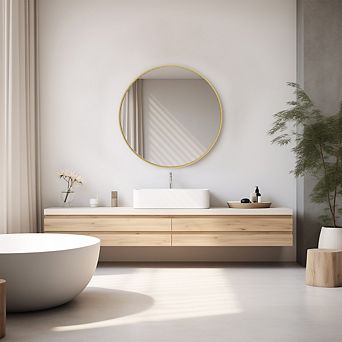 Round Wall Mirror 24 Inch Bathroom Vanity Mirror