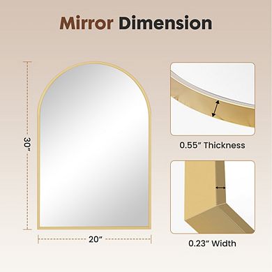 Bathroom Wall Mirror with Metal Frame Arched Vanity Mirror