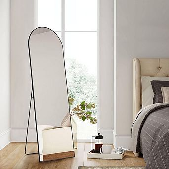 Arched Full Length Mirror 59"x16" Floor Standing Mirror with Stand Aluminum Alloy Wall Mirror