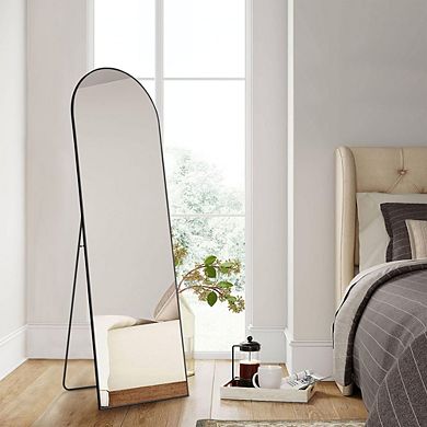 Arched Full Length Mirror 59"x16" Floor Standing Mirror with Stand Aluminum Alloy Wall Mirror