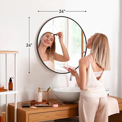 Round Wall Mirror 24 Inch Bathroom Vanity Mirror