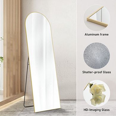 Arched Full Length Mirror 59"x16" Floor Standing Mirror with Stand Aluminum Alloy Wall Mirror