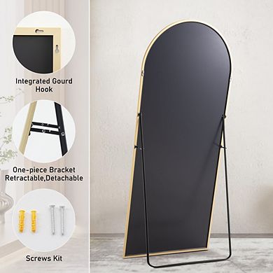 Arched Full Length Mirror 59"x16" Floor Standing Mirror with Stand Aluminum Alloy Wall Mirror