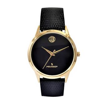 Peugeot Mens 40mm Wafer Slim Round 14K Gold-Plated Case Watch