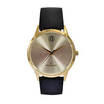 Peugeot Mens 40mm Wafer Slim Round 14K Gold-Plated Case Watch