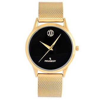Peugeot Mens 40mm Wafer Slim Round 14K Gold-Plated Case Watch