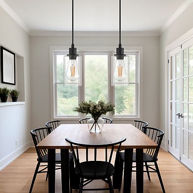 2-Pack Modern Matte Black Island Pendant Lights Farmhouse Hanging Fixtures for Kitchen Dining Room