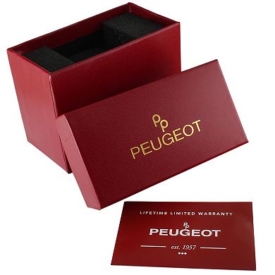 Peugeot Mens 30X40mm Tank Shape Watch with Roman Numeral Dial and Leather Strap