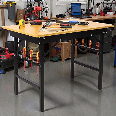 Lufeiya computer desk Portable Folding Workbench with Measuring Scale, Workshop Work Table