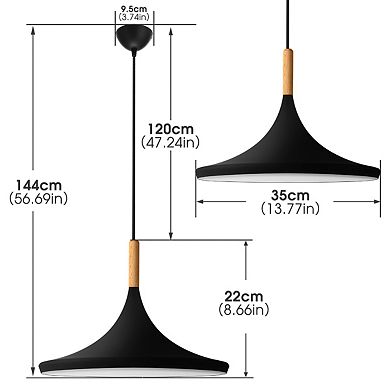 Farmhouse Black Pendant Light with Metal Shade Hanging Kitchen Island Fixture for Dining Room