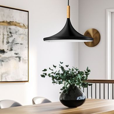 Farmhouse Black Pendant Light with Metal Shade Hanging Kitchen Island Fixture for Dining Room