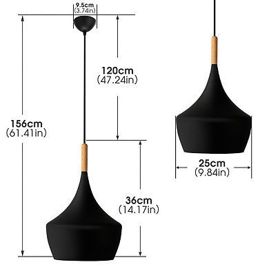 Black Industrial Farmhouse Pendant Light with Metal Dome Shade