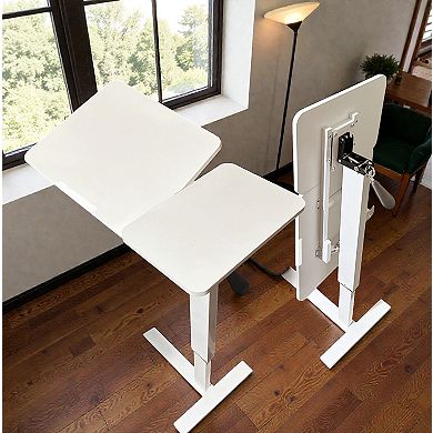 Lufeiya Mobile Computer Desk with Wheels, Height Adjustable Rolling Laptop Stand with Tilting Tray
