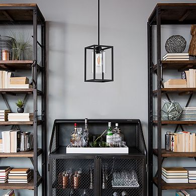7" Rectangle Black Pendant Light with Clear Glass Shade for Kitchen Island (3-Pack)