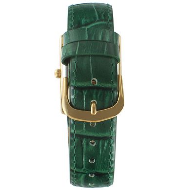 Peugeot Womens Roman Numeral Tank Watch with Leather Strap