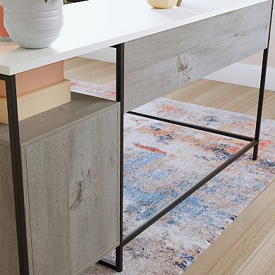 Lufeiya-L-Shaped Computer Desk with Drawer and File Storage, Space-Saving Corner Office Desk