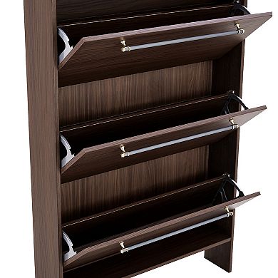 Storage Cabinet Shoe Organizer with 3 Flip Drawers