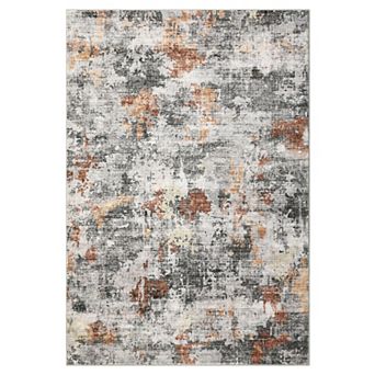 Washable Area Rug Abstract Rug for Bedroom Living Room Low Pile Non-Slip Vintage Area Rug