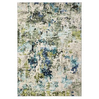 Washable Area Rug Abstract Rug for Bedroom Living Room Low Pile Non-Slip Vintage Area Rug