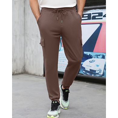 Mens Cargo Pants Casual Drawstring Athletic Jogger Sports Outdoor Trousers with Pockets