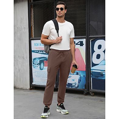 Mens Cargo Pants Casual Drawstring Athletic Jogger Sports Outdoor Trousers with Pockets