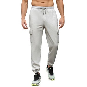 Mens Cargo Pants Casual Drawstring Athletic Jogger Sports Outdoor Trousers with Pockets