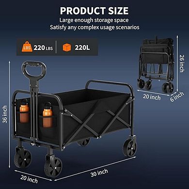 Wagons Carts Foldable, Utility Collapsible Wagon with All-Terrain Wheels