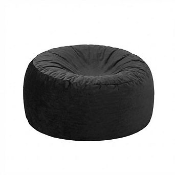 4FT Giant Velvet Beanbag Lounger Ultra Soft Foam Filled Chair Round Floor Sofa for Teens Adults