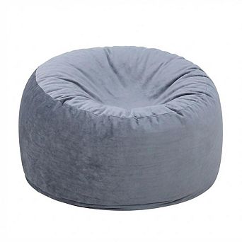 4FT Giant Velvet Beanbag Lounger Ultra Soft Foam Filled Chair Round Floor Sofa for Teens Adults