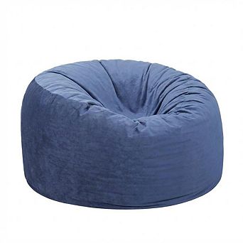 4FT Giant Velvet Beanbag Lounger Ultra Soft Foam Filled Chair Round Floor Sofa for Teens Adults