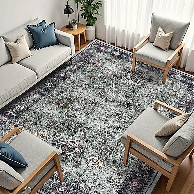 Boho Area Rugs, Washable Non Slip Traditional Rugs Carpet Indoor Outdoor