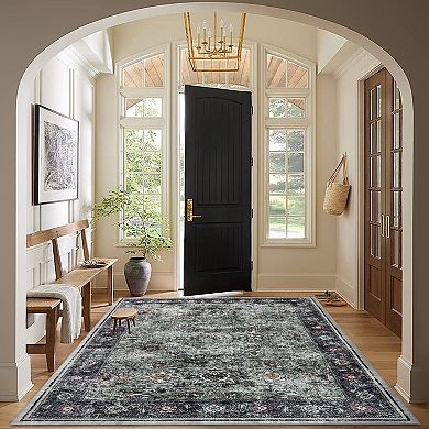 Boho Area Rugs, Washable Non Slip Traditional Rugs Carpet Indoor Outdoor
